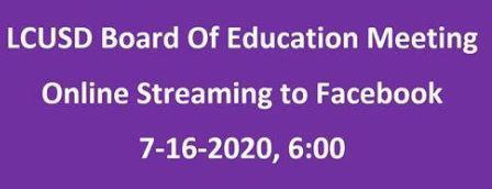 6 PM Live Stream Board of Education Meeting 7-16-2020