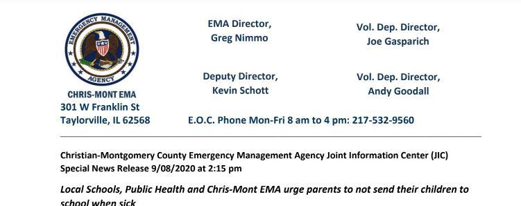 County Emergency Management Agency Press Release For Schools