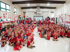 Fredbird and Friends Visit Madison Park Students