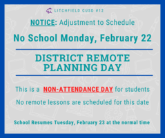 Notice of Change of Schedule for Monday, February 22, 2020